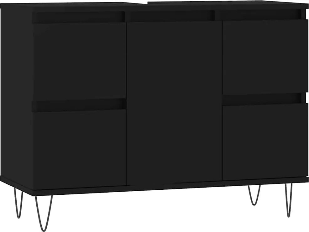 vidaXL Dulap pentru baie, negru, 80x33x60 cm, lemn compozit