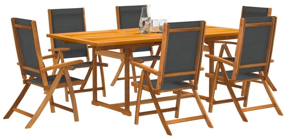 vidaXL Set mobilier de grădină, 7 piese, lemn masiv acacia/textilenă
