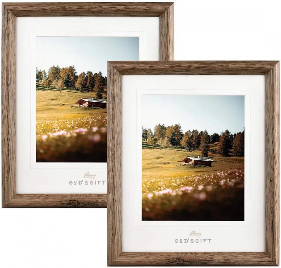 Set de 2 rame foto Metrekey, lemn/sticla, natur