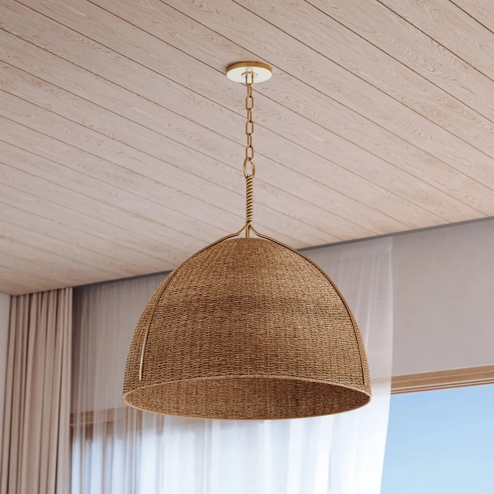 Lustra Suspendata din Franghie Lampakanai, Design Lux, auriu, Woodlawn