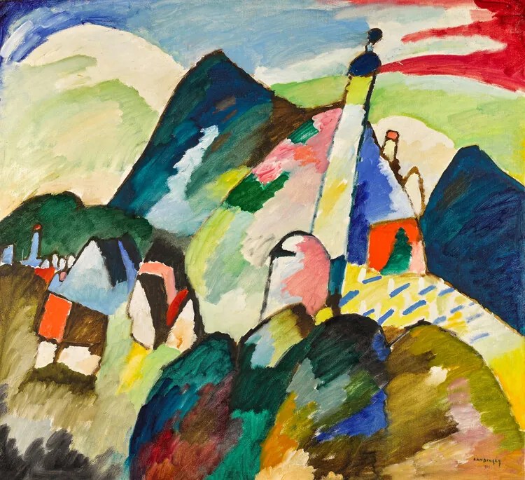 Reproducere Murnau with Church II (1910), Wassily Kandinsky