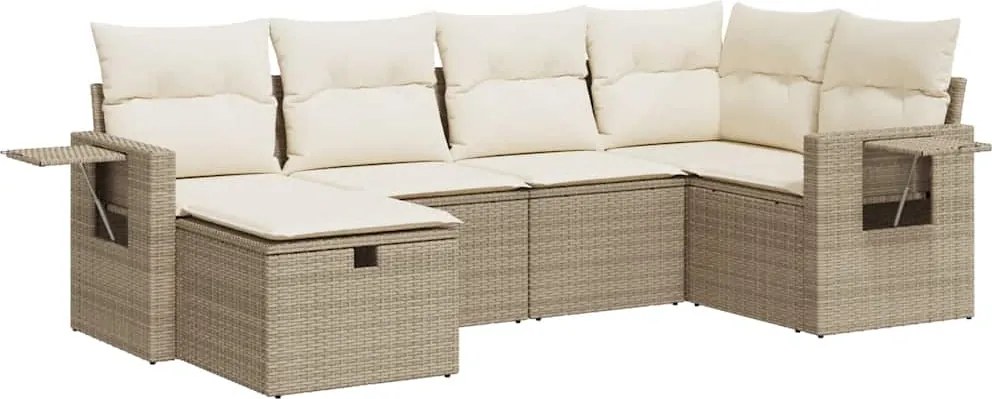 vidaXL Set canapele de grădină cu perne, 6 piese, bej, poliratan