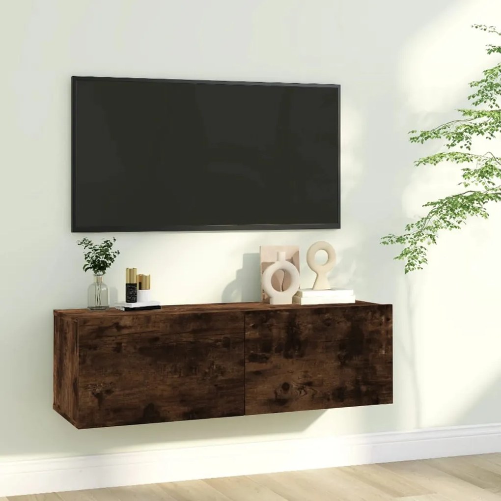 Comoda TV de perete, stejar afumat, 100x30x30 cm,lemn prelucrat 1, Stejar afumat, 100 x 30 x 30 cm
