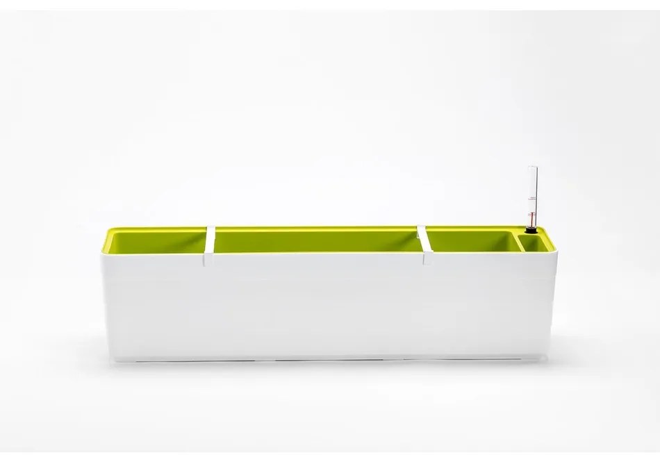 Jardinieră autoirigare Plastia Berberis 80, alb + verde, 80 cm