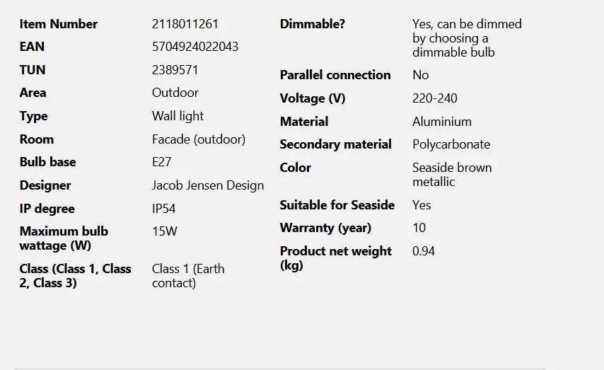 Aplica de perete exterior design nordic IP54 Aludra seaside maro