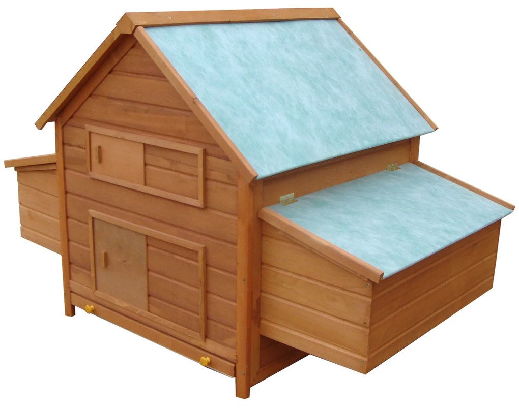 PawHut Coteț pentru Găini de Grădină din lemn de Brad, lemn verde, 160x98.5x107cm | Aosom Romania