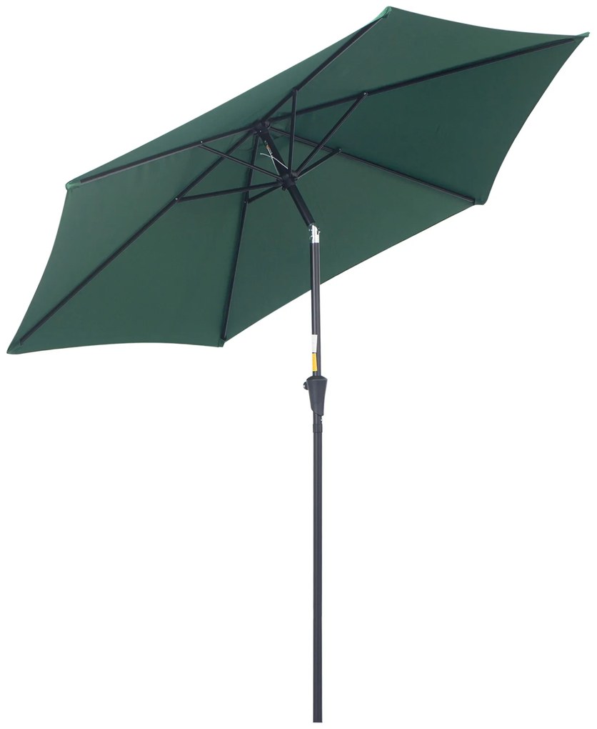 Outsunny Umbrelă Reclinabilă pentru Plajă și Grădină, Aluminiu și Poliester, Φ2.6×2.35m, Verde Închis | Aosom Romania