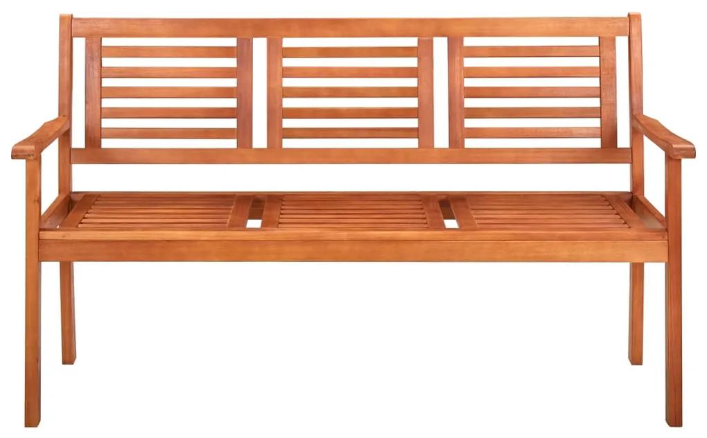 Banca de gradina cu 3 locuri, 150 cm, lemn masiv de eucalipt Maro, 150x60x89 cm, 1