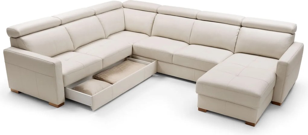 Colțar lemn masiv Ergo 341×89–101×171 cm - Stânga