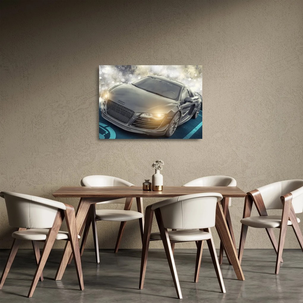 Tablou pe sticlă cu Audi - gri (70x50 cm)