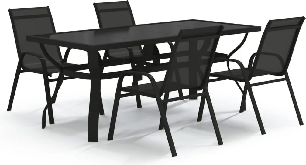 vidaXL Set de servit masa pentru grădină, 5 piese, negru