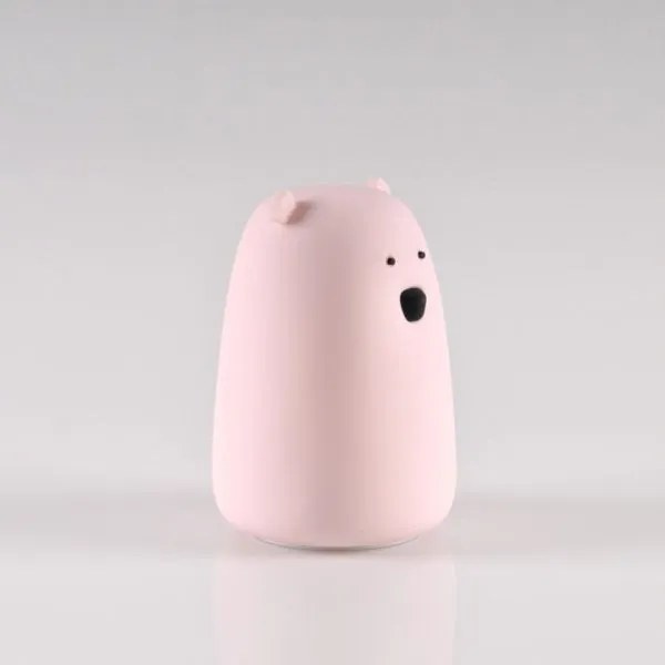 Lampă LED RGB pentru copii BEAR, tactilă, 0,8W, 5V, roz + USB