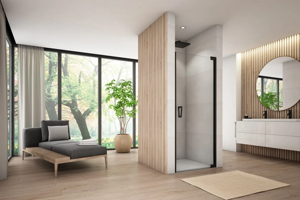 Usa batanta cu profil compensator, negru mat, 90 cm, instalare dreapta, Ronal Cadura 900 mm, Negru mat, Dreapta