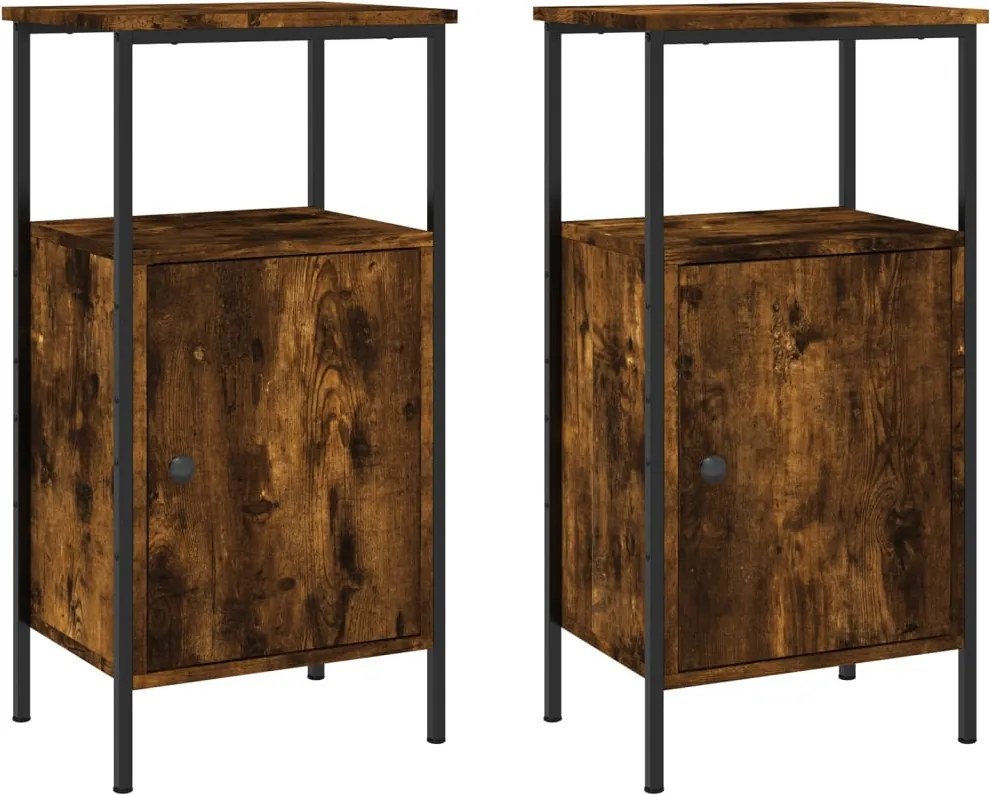 vidaXL Noptiere, 2 buc., stejar fumuriu, 41x31x80 cm, lemn compozit