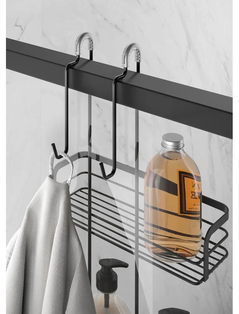 Raft de baie de agățat cu două nivele Metaltex Origin, negru