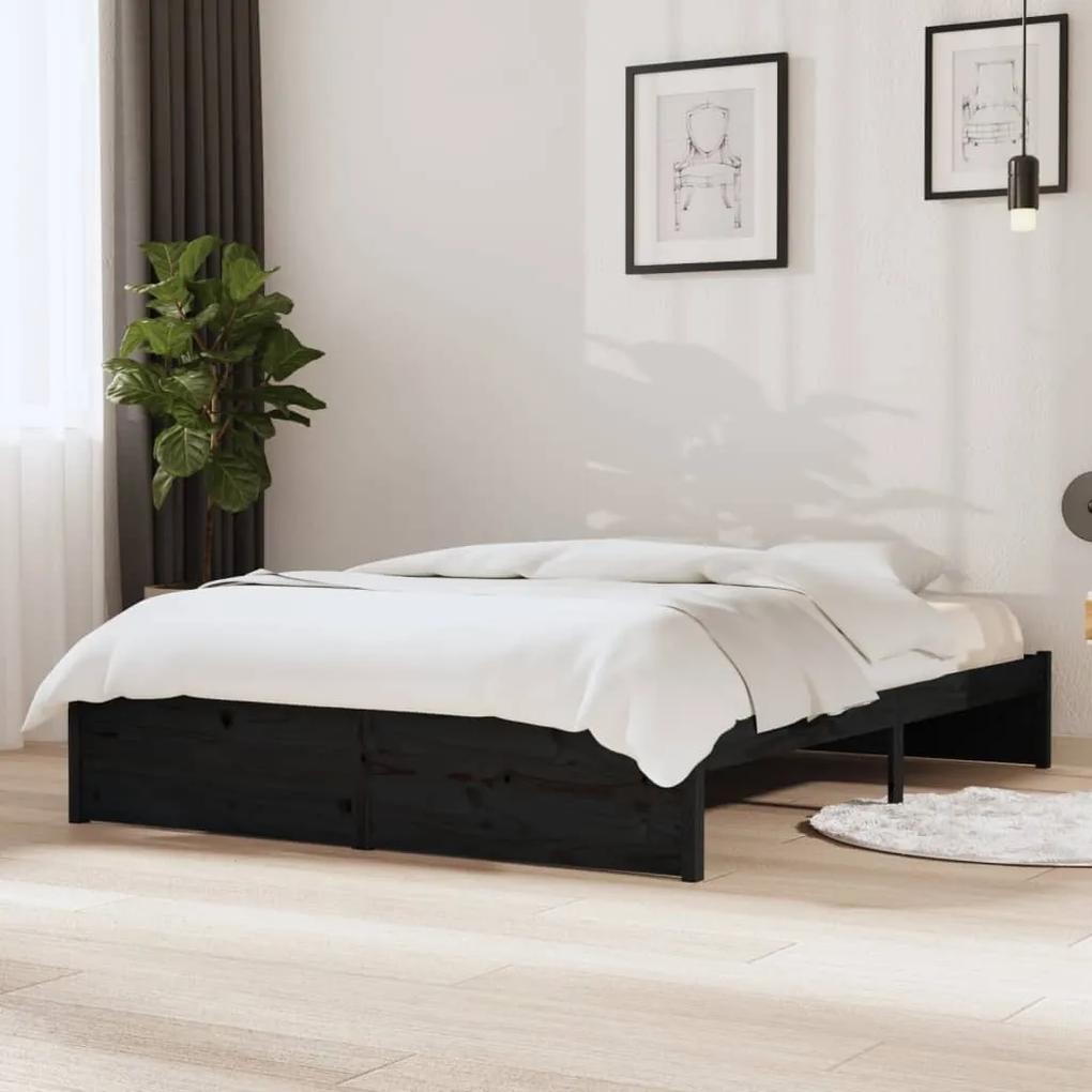 814953 vidaXL Cadru de pat, negru, 140x200 cm, lemn masiv