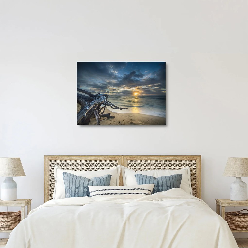 Tablou pe sticlă cu marea în apus de soare (70x50 cm)