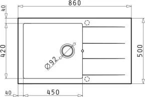 Pyramis 70107111 - Chiuvetă de bucătărie ATHLOS, granit, negru, 86 x 50 cm