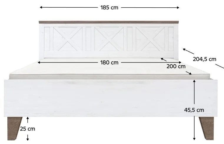 Pat matrimonial 180 cm Telegrafo (pin canyon + stejar sonoma truflă) (cu somieră). 1116513