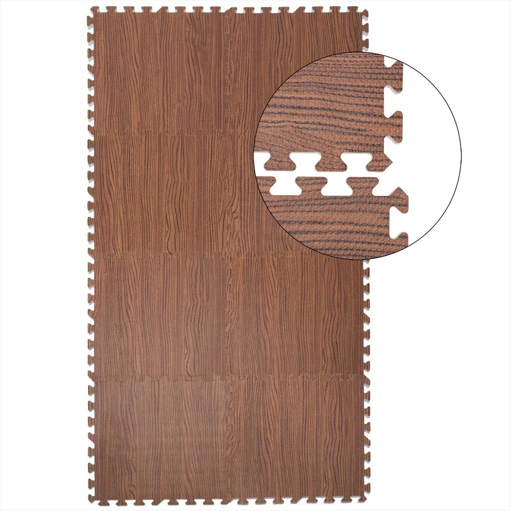 Covor pentru protectie pardoseala Puzzle 8 bucati Aspect lemn maro