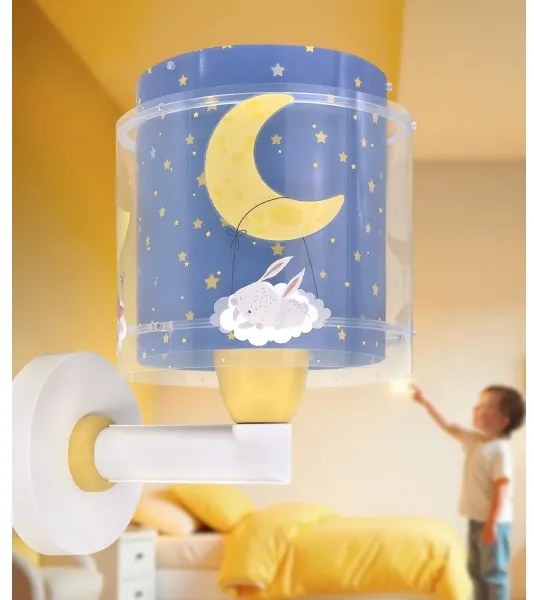 Dalber 76639 - Lampă de perete pentru copii MOON DREAMS, 1xE27/15W/230V, albastră
