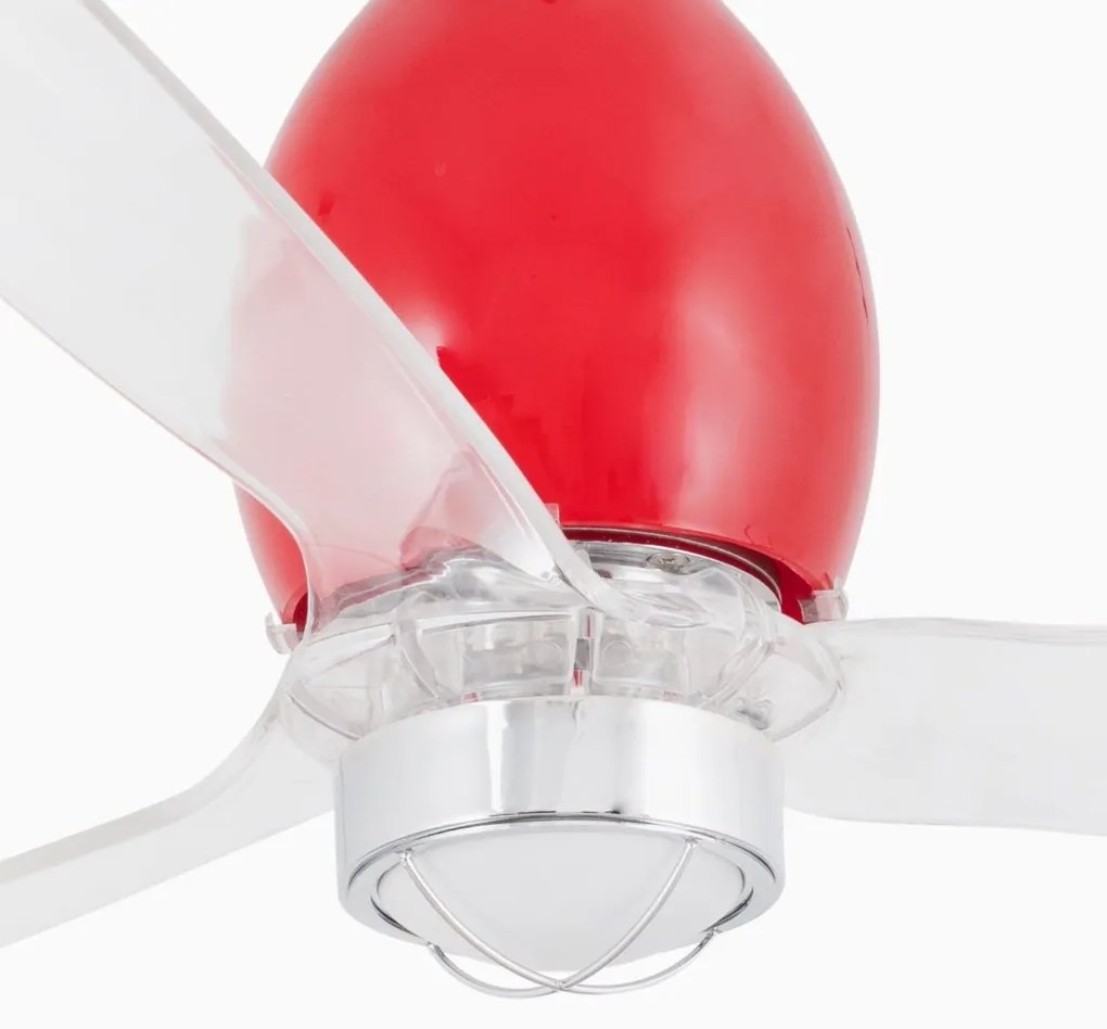 Lustra cu Ventilator si telecomanda MINI ETERFAN M rosu/transparent