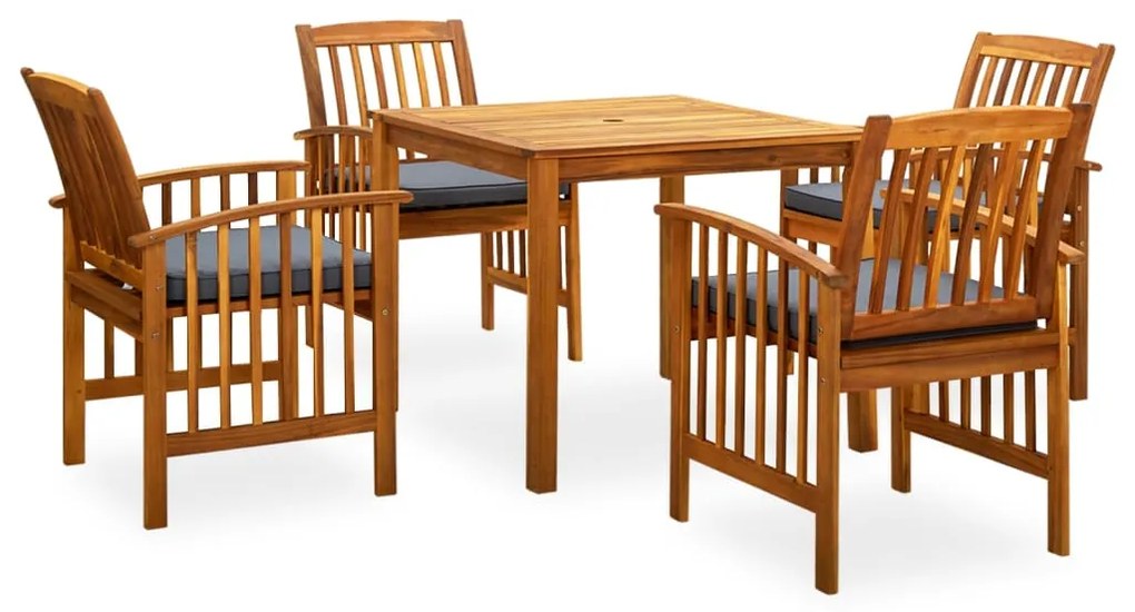 3058085 vidaXL Set mobilier de grădină cu perne, 5 piese, lemn masiv de acacia