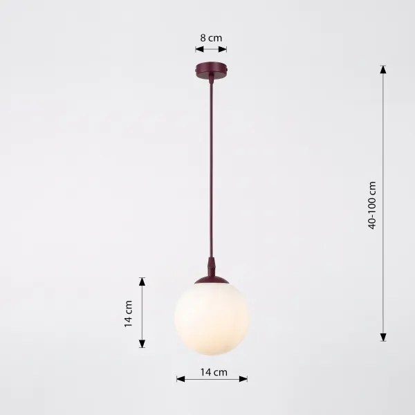 Candelabru pe cablu COSMO 1xE14/10W/230V Ø 14 cm roșu/alb