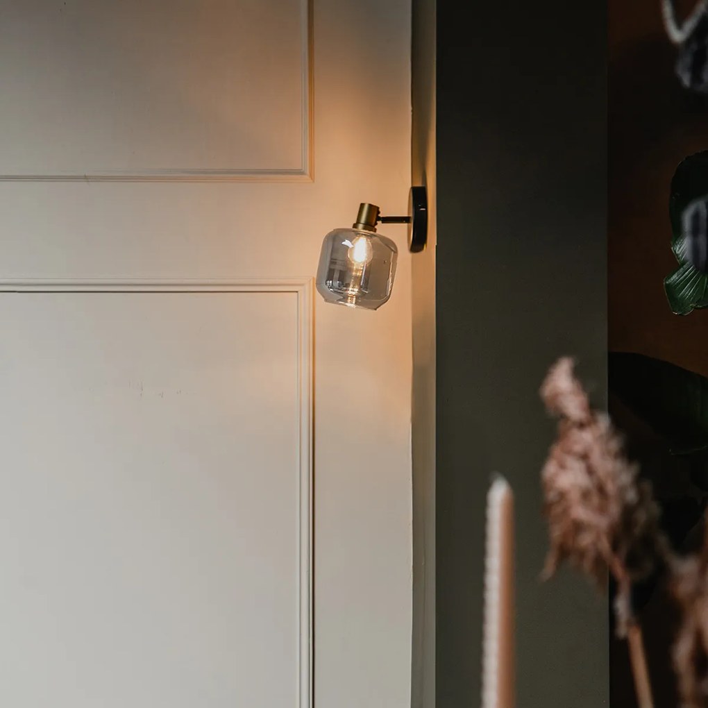 Spotlight de tavan de design negru cu auriu și sticlă fumurie - Zuzanna
