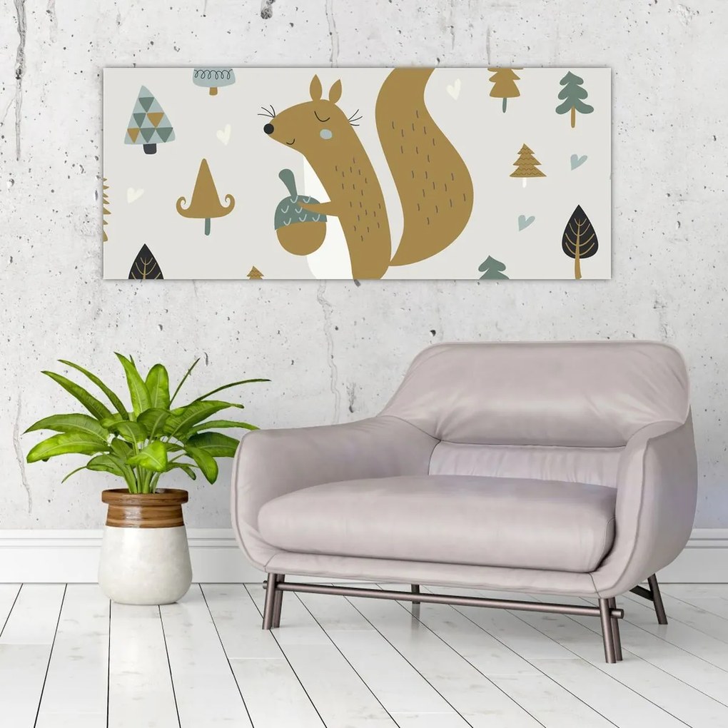 Tablou - Veveriță cu o nucă (120x50 cm)