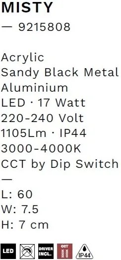 Aplica de perete LED baie IP44 MISTY negru