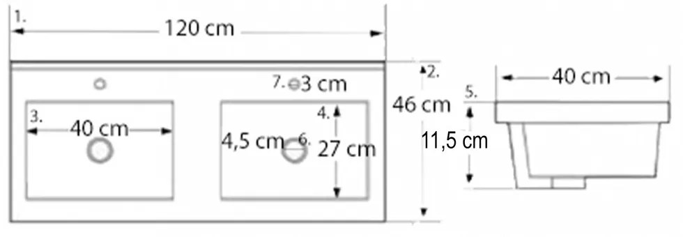 Mobilier complet de baie Porto Prime 120 în culoarea ulmului rauna