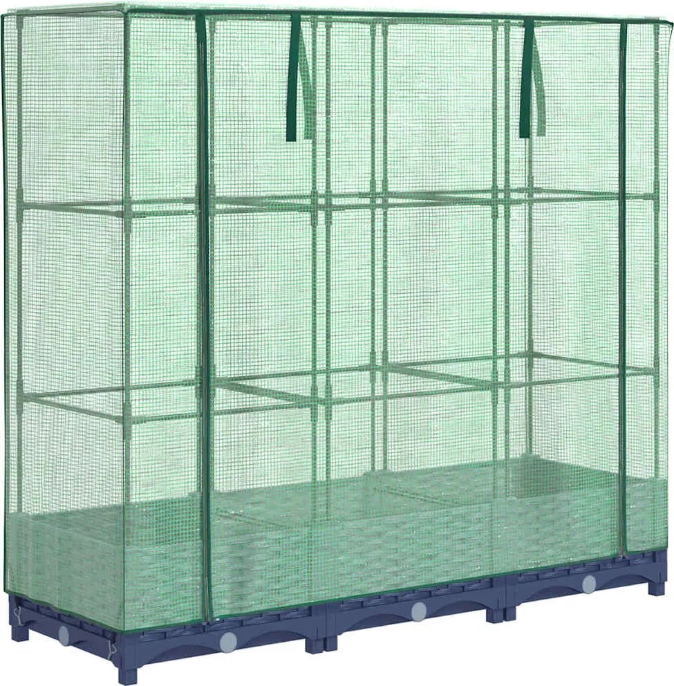 vidaXL Pat de flori înălțat cu prelată de seră, aspect ratan, 120x40x123 cm