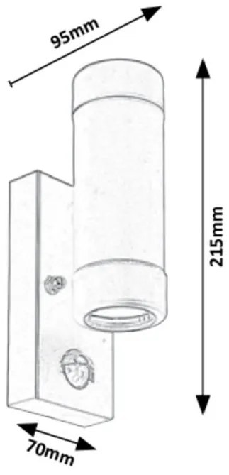 Aplica up/down de perete, cu senzor de miscare, protectie IP44, Medina negru