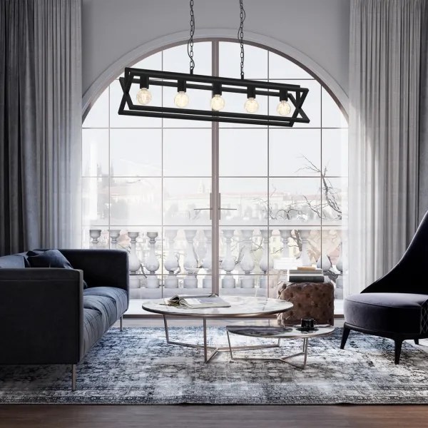 Lustră pe lanț ARNOLD 5xE27/60W/230V neagră