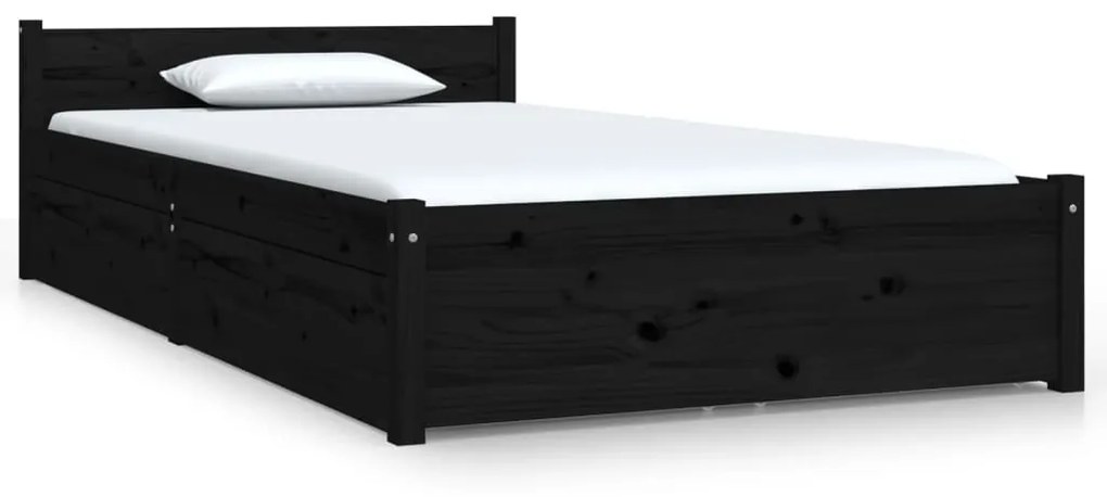 3103487 vidaXL Cadru de pat cu sertare, negru, 90x200 cm