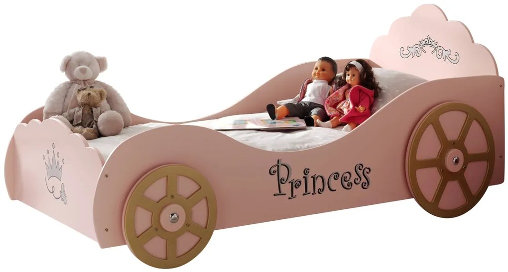 Set Pat Royal Princess Pinky și Saltea pentru Copii, 2 Piese, Roz (MDF) – Auto – Vipack