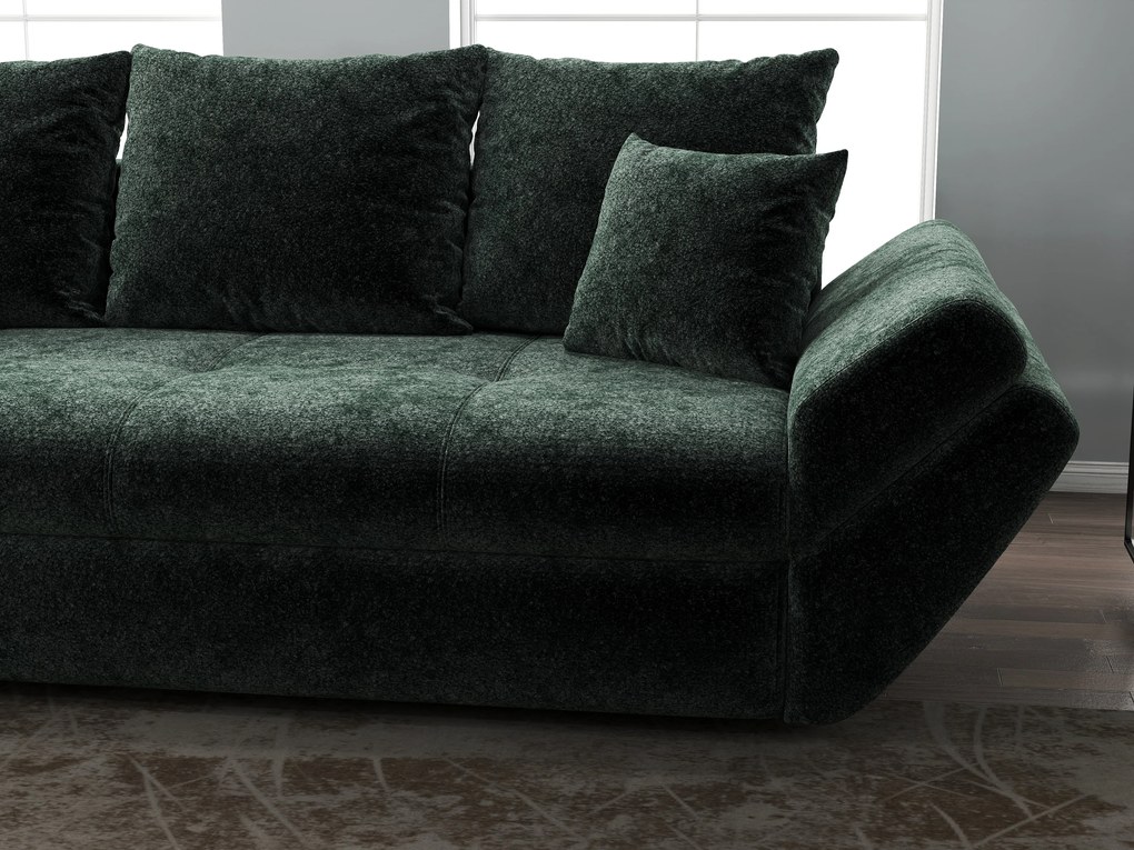 Canapea extensibilă dumonde cu ladă de depozitare si sezut confortabil din spuma high-density, Loana Euphoria Verde 250x100 cm