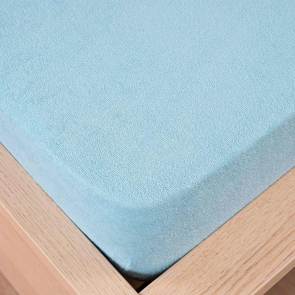 Cearșaf de pat 4Home, din bumbac frotir albastru deschis, 90 x 200 cm, 90 x 200 cm