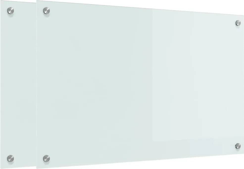 vidaXL Panou de bucătărie 2 pcs Alb 80 x 50 cm sticlă securizată