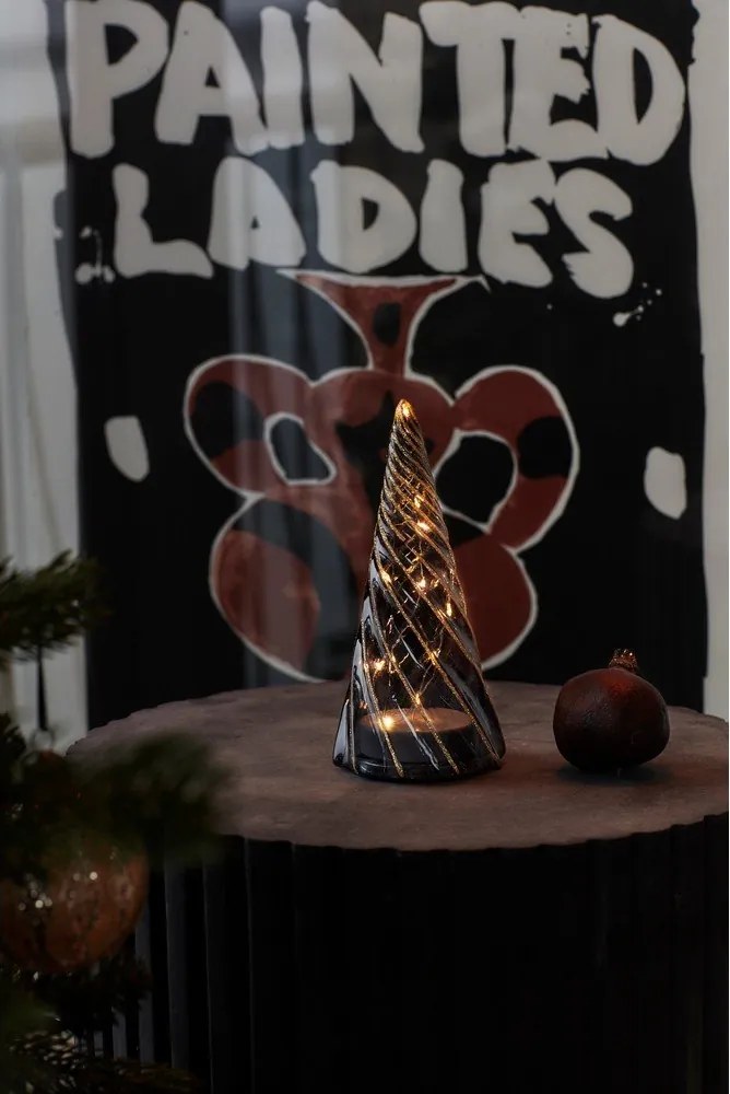 Decorațiune luminoasă neagră cu baterii ø 9,5 cm Vilma Tree – Sirius