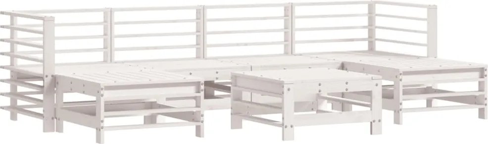 vidaXL Set mobilier de grădină, 7 piese, alb, lemn masiv de pin