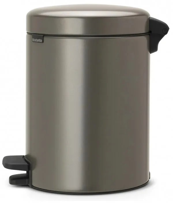 Cos de gunoi cu pedala Brabantia NewIcon 649012, 5 L, Inchidere lina, Baza antiderapanta, Gri