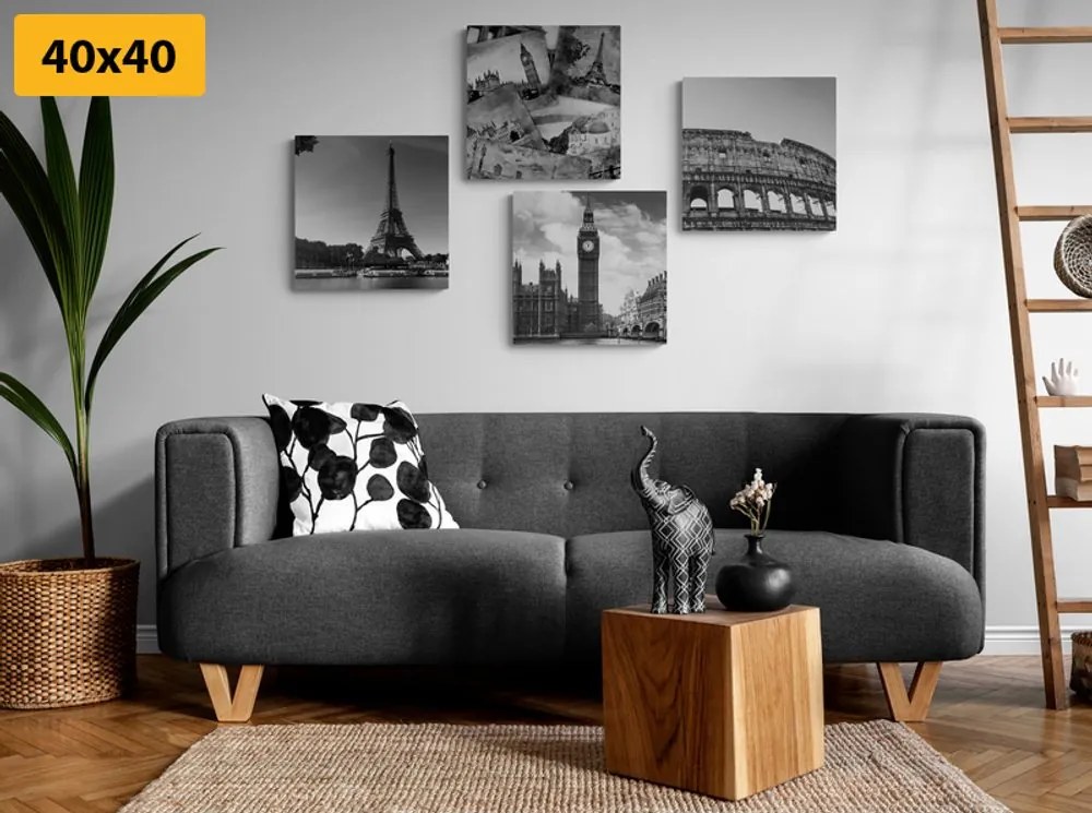 Set tablouri bogăția istorică în design alb-negru