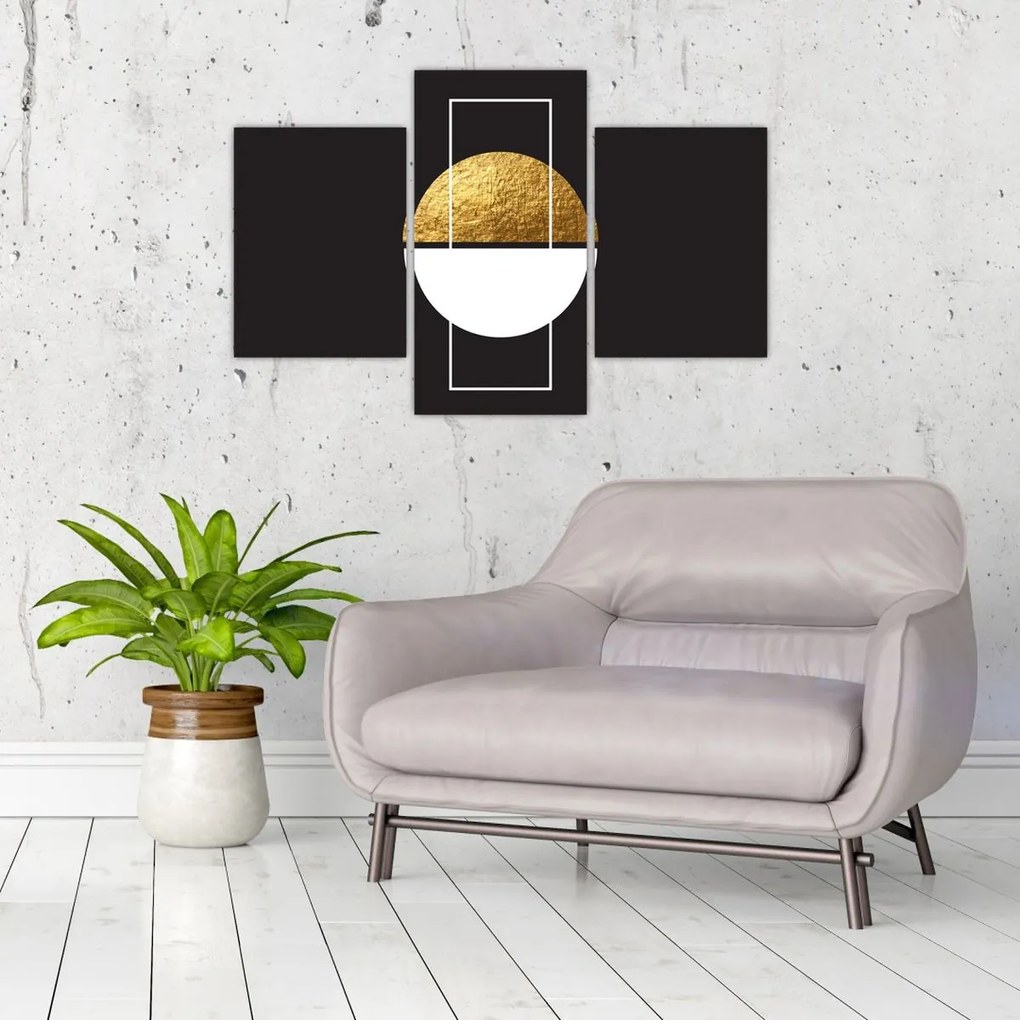 Tablou - Abstracție de aur și negru N⁰1 (90x60 cm)