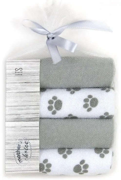 Set 4 mini prosopele pentru bebelusi - alb si gri  - Mother s Choice