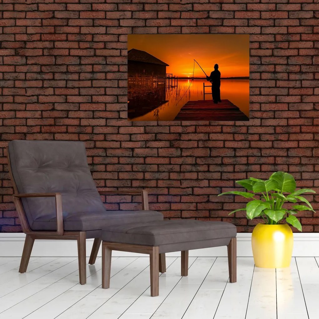 Tablou cu pescar (70x50 cm)