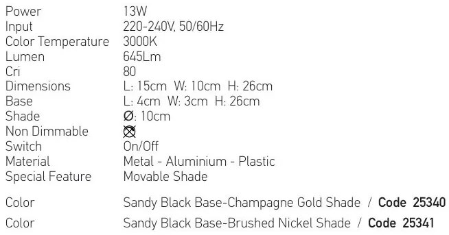 Aplica spot LED directionabil BRUSHED CHAMPAGNE GOLD ZB-25340