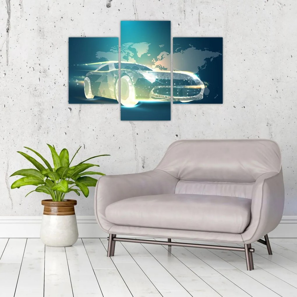 Tablou - Mașină din forme geometrice (90x60 cm)