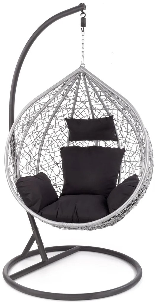 Fotoliu suspendat Eggy ratan gri/negru - H195 cm